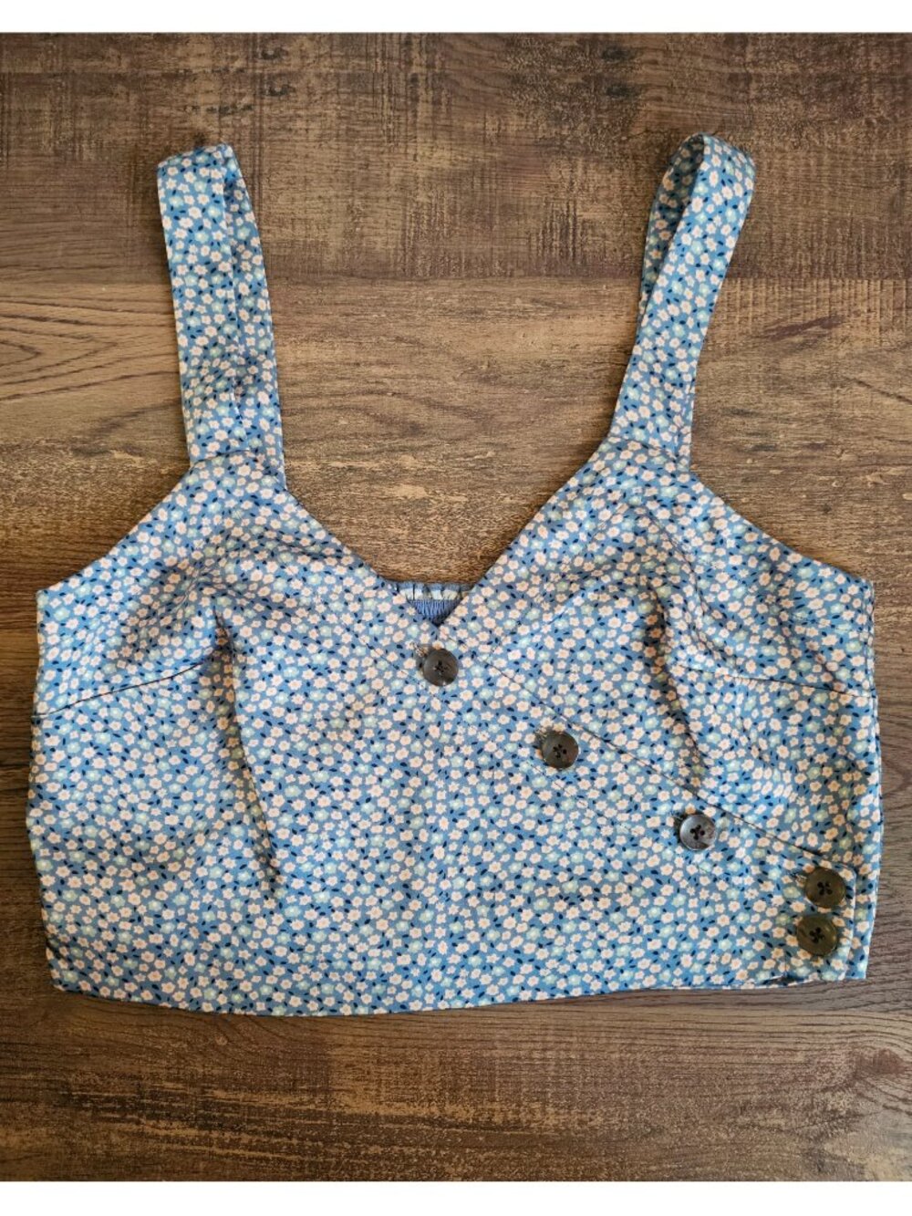 Madewell Button-Wrap Crop Tank Top Size 8 Bitsy Floral/Blue